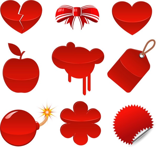 598x561 Label Tags Templates Shiny Modern Red Shapes Design Free Vector