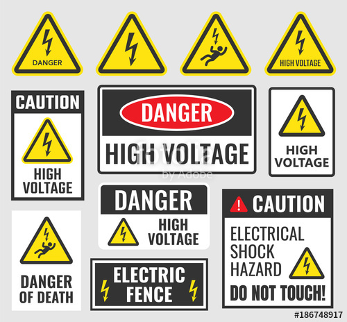 500x464 High Voltage Sign Set, Danger Label Vector Illustration Stock