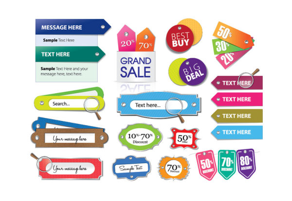 600x414 Various Stylish Colorful Label Stickers Vector Free Download