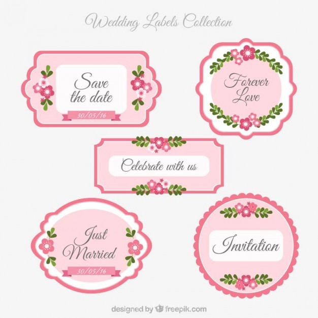 626x626 Pink Wedding Labels Vector Free Download