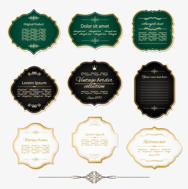 650x651 Vintage Gold Frame Label Vector Material, Retro, White, Black