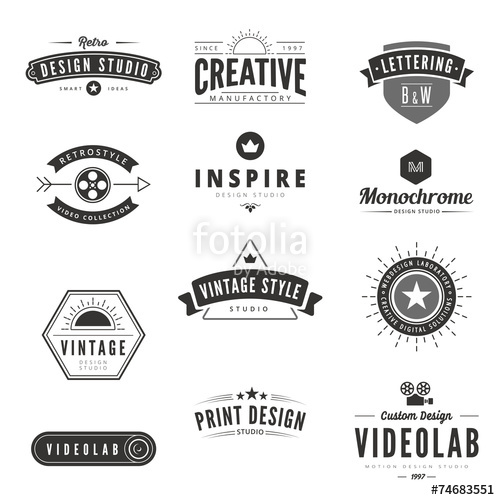 500x500 Vintage Retro Logos Labels Vector Typography Logo Stock Image