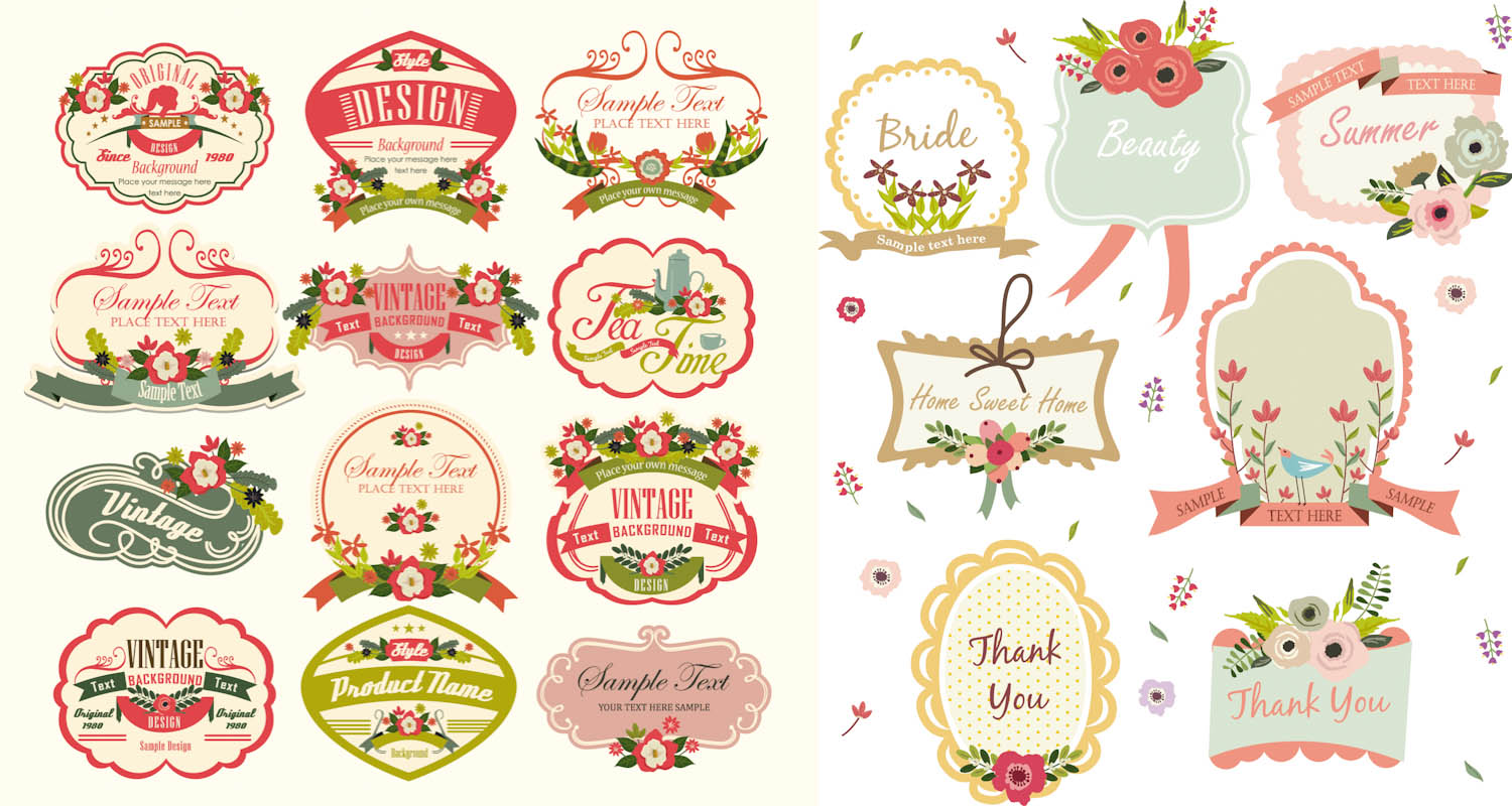 1500x800 Vintage Retro Labels Vector Images