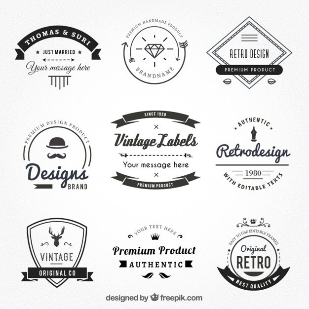 626x626 Vintage Labels In Hispter Style Vector Premium Download