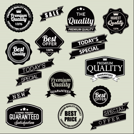 450x449 Vintage Labels With Stickers And Ribbons Vector Graphics Free
