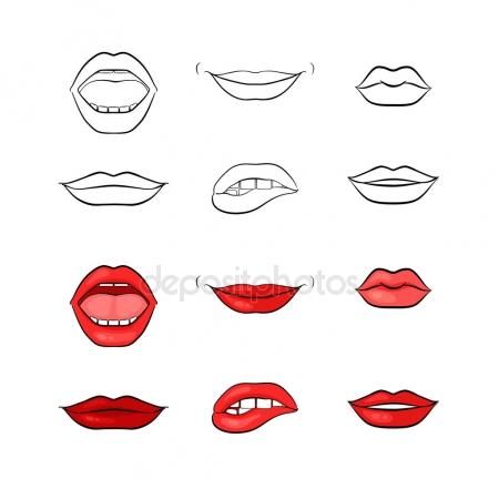 450x450 Siluetas De Boca Y Labios De Mujer Vector De Stock