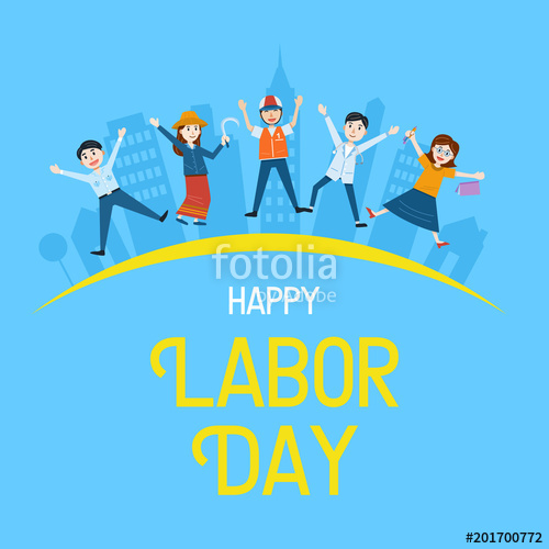 500x500 Labor Day Banner, People With Different Occupation, Vector