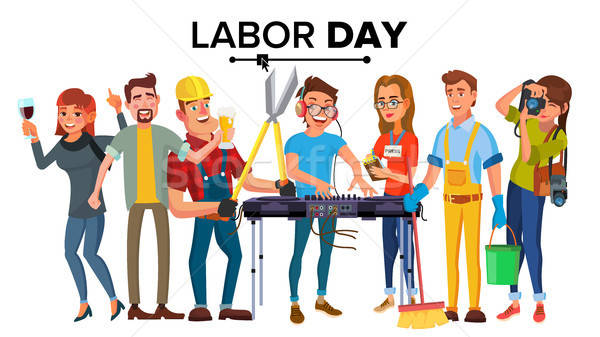 600x337 Labor Day Vector Modern Workers Set A Group Of People