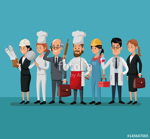 500x465 Group People Various Professions Labor Day Vector Illustration