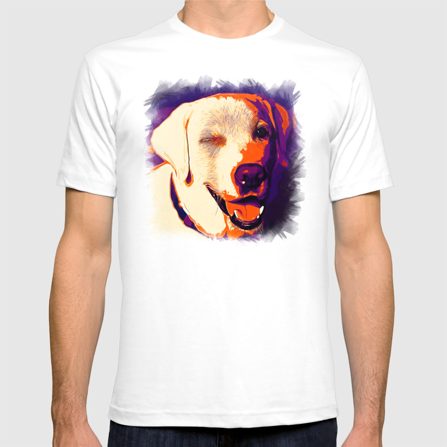 1500x1500 Labrador Retriever Dog Winking Vector Art Late Sunset T Shirt