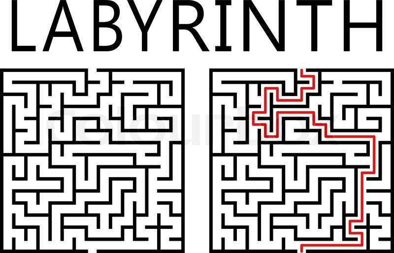 800x514 Vector Labyrinth With Solution On Stock Vector Colourbox