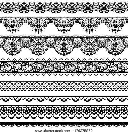 450x470 Set Of Black Lace Borders Isolated On White