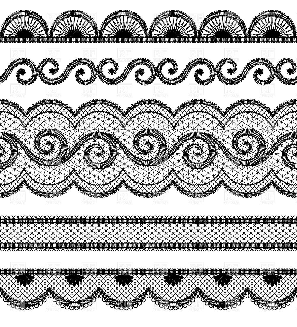 1000x1100 Set Of Black Wavy Lace Borders Vector Image Of Borders And Frames