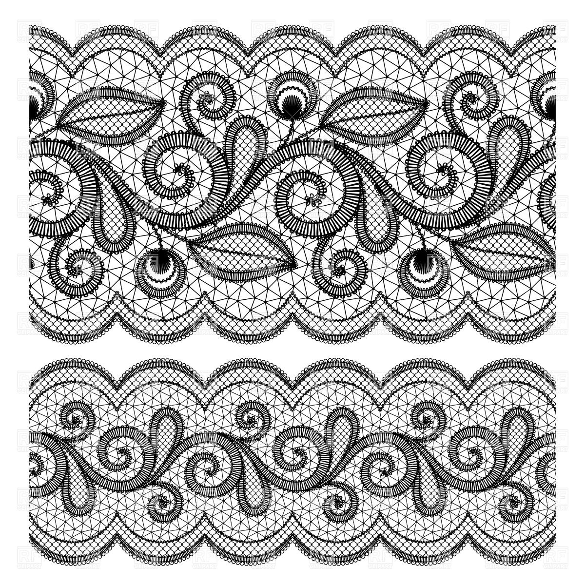 1200x1200 Black Lace Seamless Border Vector Image Of Borders And Frames