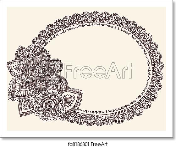 560x470 Free Art Print Of Lace Doily Henna Frame Vector Hand Drawn Lace