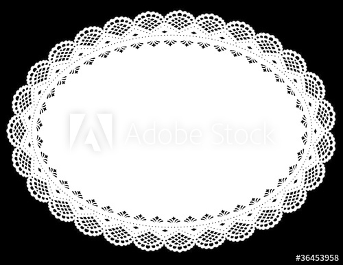 500x387 Lace Doily Placemat, White Oval