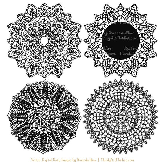 570x570 Premium Large Black Lace Doily Vectors Black Doily Clipart Etsy