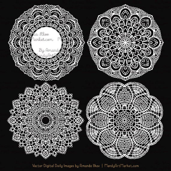 570x570 Premium Large White Lace Doily Vectors Doily Clipart Images Etsy