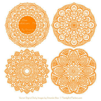 350x350 Anna Lace Orange Doily Vectors