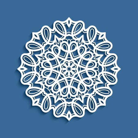 450x450 Round Lace Doily, Vector Decorative Snowflake, Cutout Paper