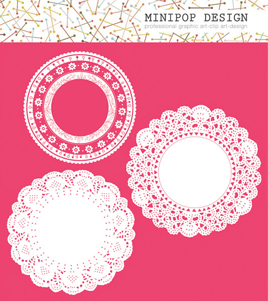 534x600 Set For Round Lace Doily Vector Illustration Background