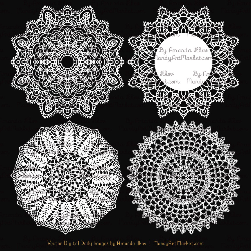 864x864 White Round Lace Doily Vectors