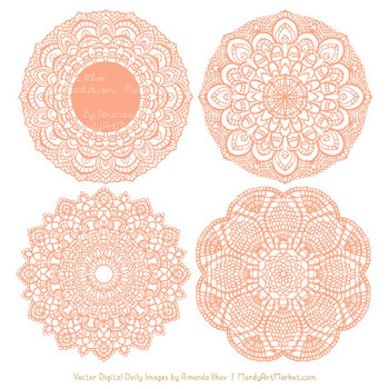 350x350 Anna Lace Peach Doily Vectors