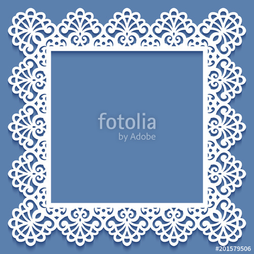 500x500 Laser Cut Paper Lace Frame, Vector Illustration Ornamental Cutout