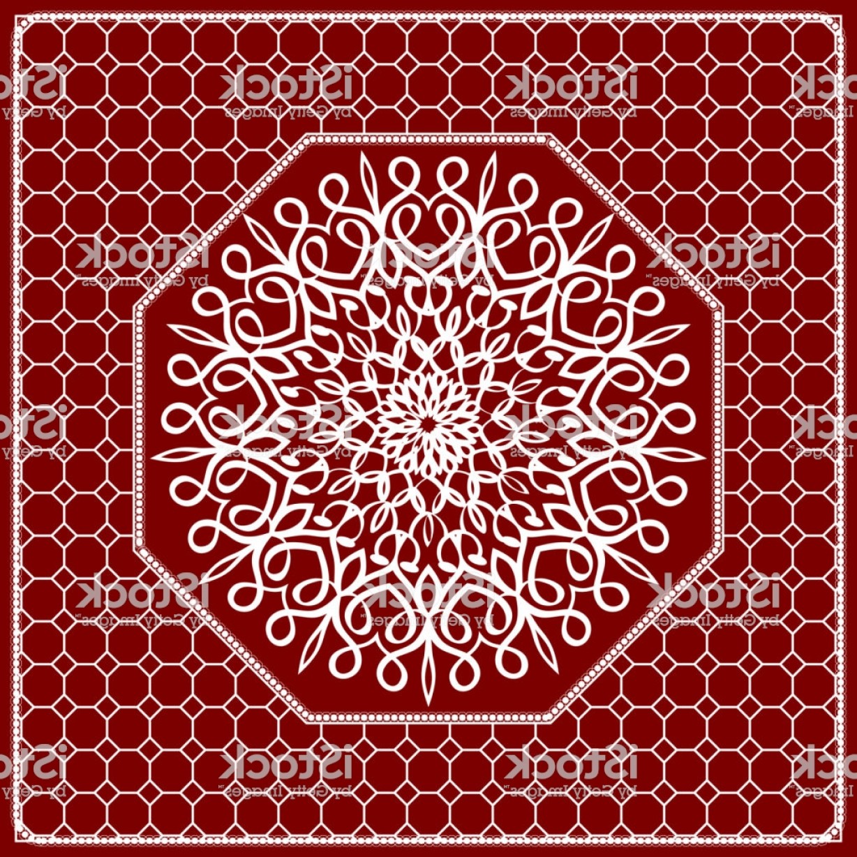 1228x1228 Red Mandala Background Geometric Pattern With Ornate Lace Frame