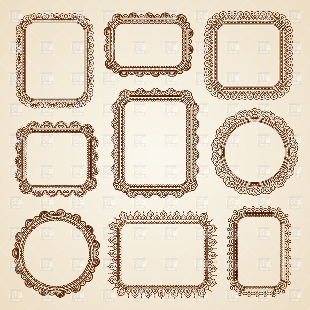 1200x1200 Brown Lace Frames Collection Vector Image Of Borders And Frames