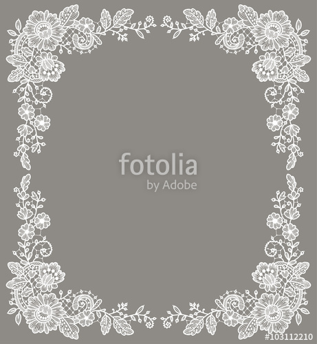 461x500 Card White Lace Frame Floral Pattern Gray Background Stock