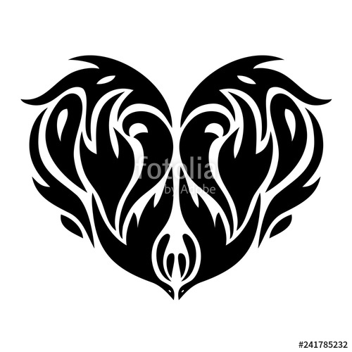 500x500 Heart In Tattoo Style, Lace Heart Shaped Pattern, Black And White
