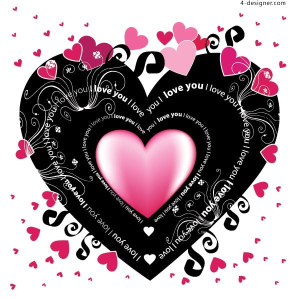 600x598 Designer Lace Heart Shaped Elements Vector Material