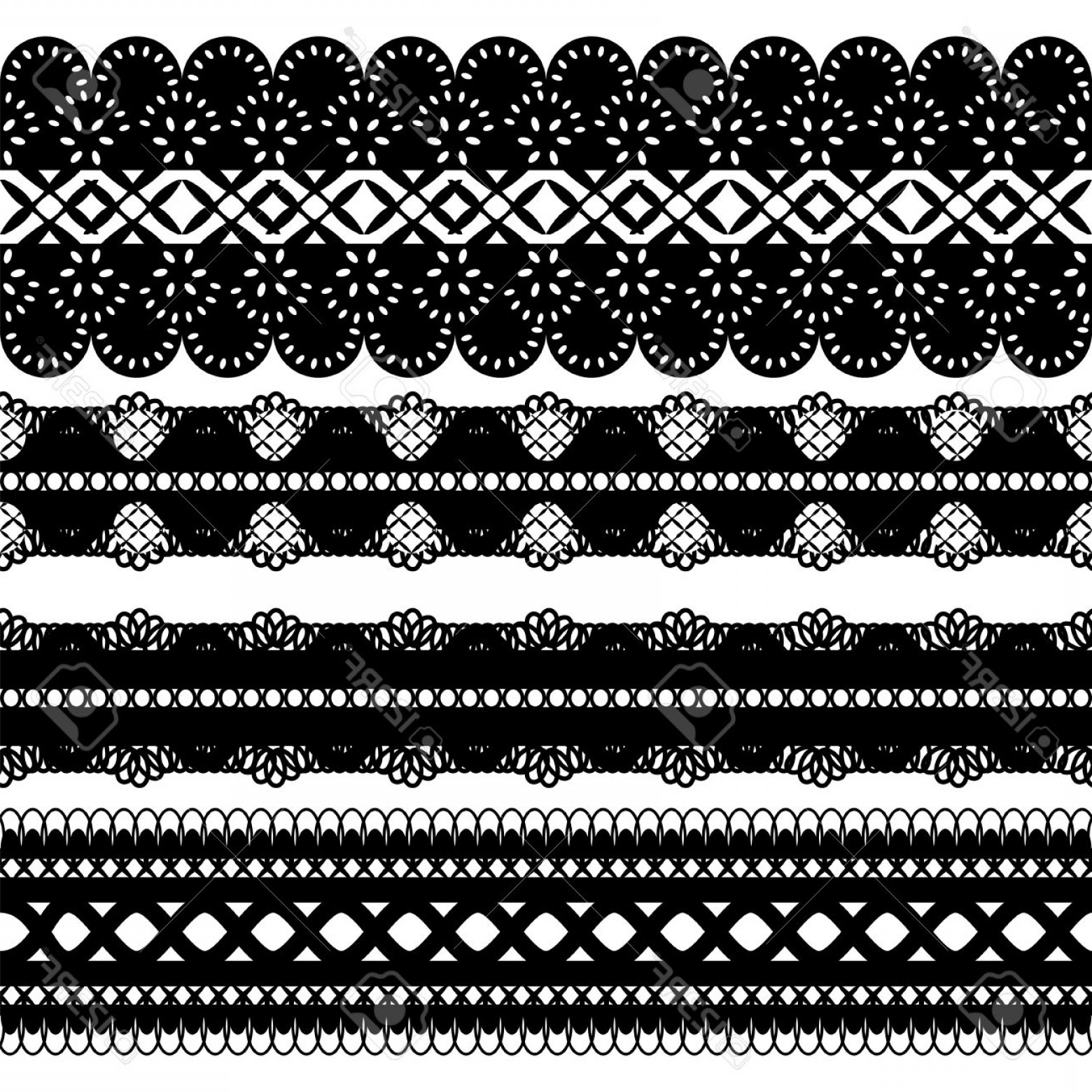 1560x1560 Photoset Of Four Seamless Black Lace Ribbon Isolated On A White