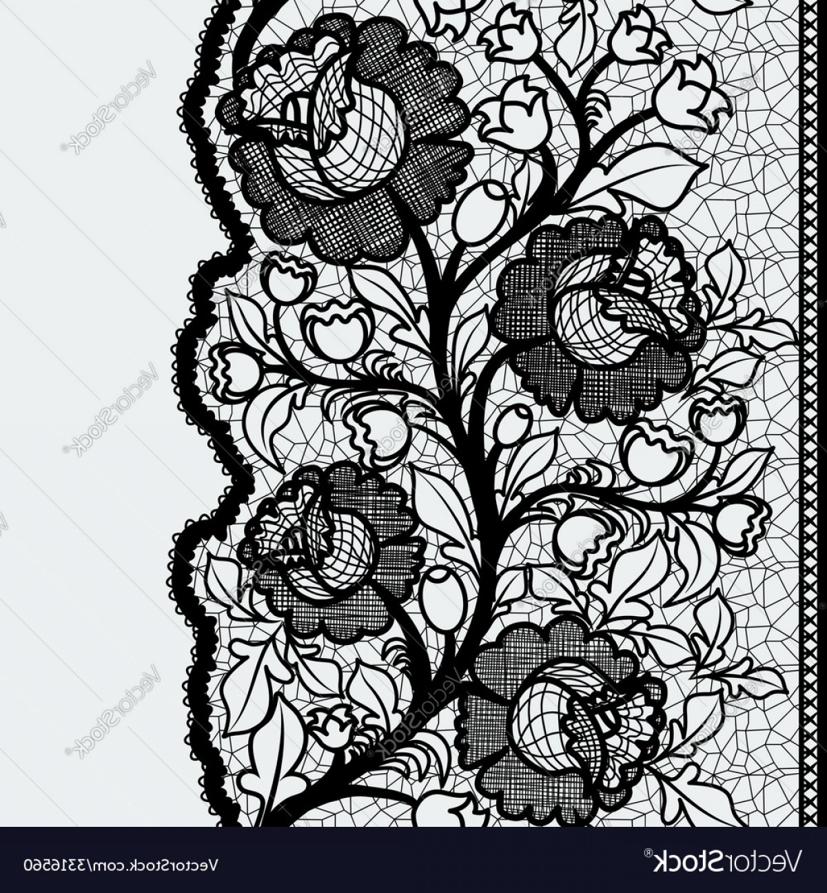 1200x1296 Seamless Vertical Lace Ribbon With Unusual Floral Vector Geekchicpro