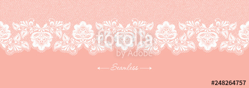 Vintage Coral Floral Seamless Lace Trim Banner, Great Design 500x177 Vintage Coral Floral Seamless Lace Trim Banner, Great Design