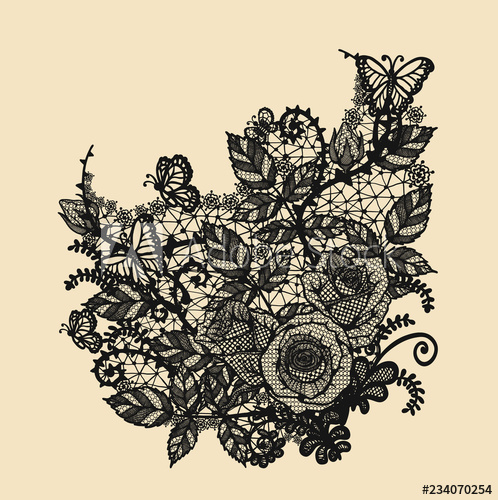 Rose Lace Ornament Vector 498x500 Rose Lace Ornament Vector