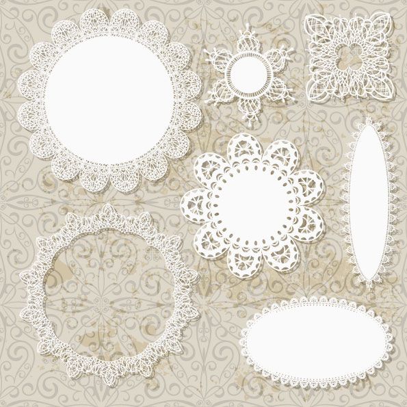 595x595 Hollow Floral Ornaments And Lace Vector Card