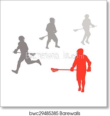 362x382 Lacrosse Player In Action Winner Concept Vector Background, Art