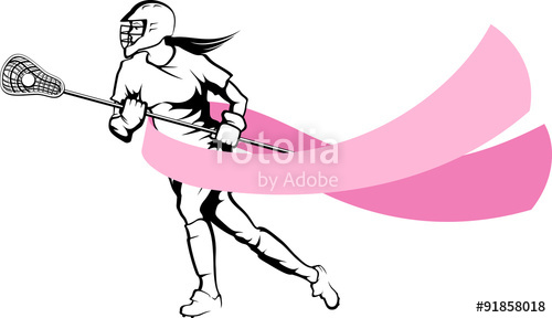 500x288 Female Lacrosse Player With Breast Cancer Ribbon Stock Image