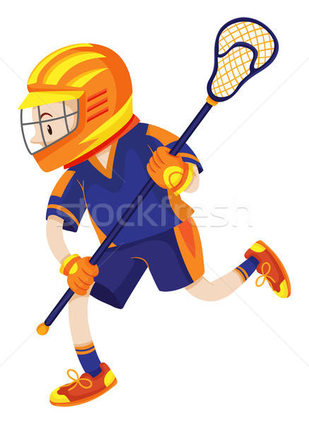 437x600 Lacrosse Player With Net Stick Vector Illustration Daniel Cole