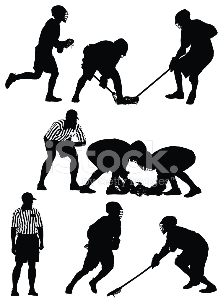 755x1024 Silhouette Of Lacrosse Players In Action Stock Vector