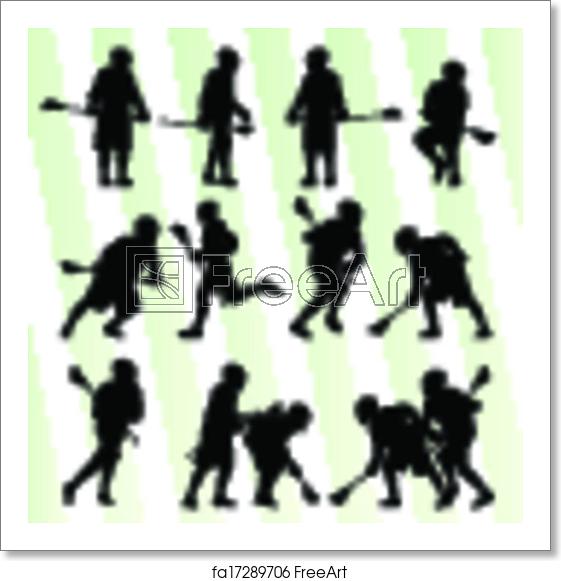 561x581 Free Art Print Of Lacrosse Player In Action Vector Background Set