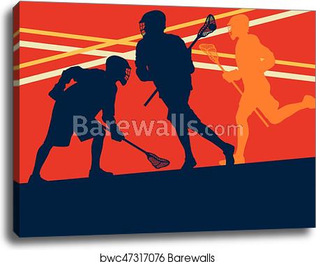 453x379 Lacrosse Player In Protective Gear Teamwork Sport Vector, Canvas