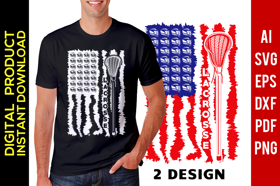 1080x719 Lacrosse Usa Flag Tshirt Silhouette Vector