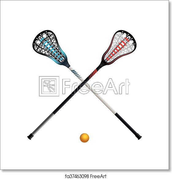 561x581 Free Art Print Of Isolated Lacrosse Sticks And Ball A Set
