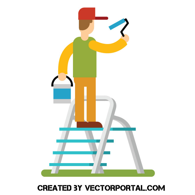 660x660 Man On Metal Ladder Vector Clip Art