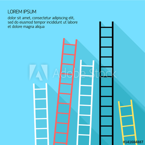500x500 Step Ladder Vector Illustration Five Multicolored Step Ladders