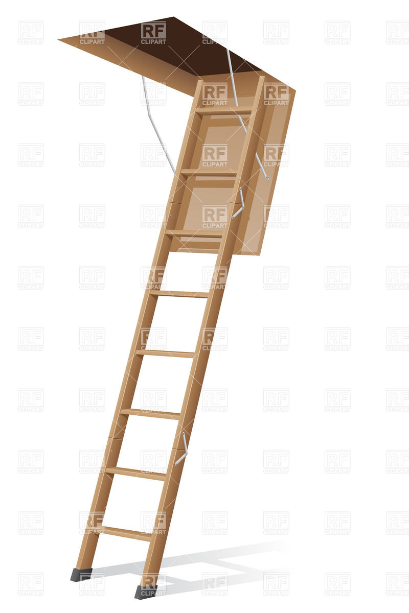 800x1200 Wooden Ladder To The Attic Vector Image Of Objects Konturvid