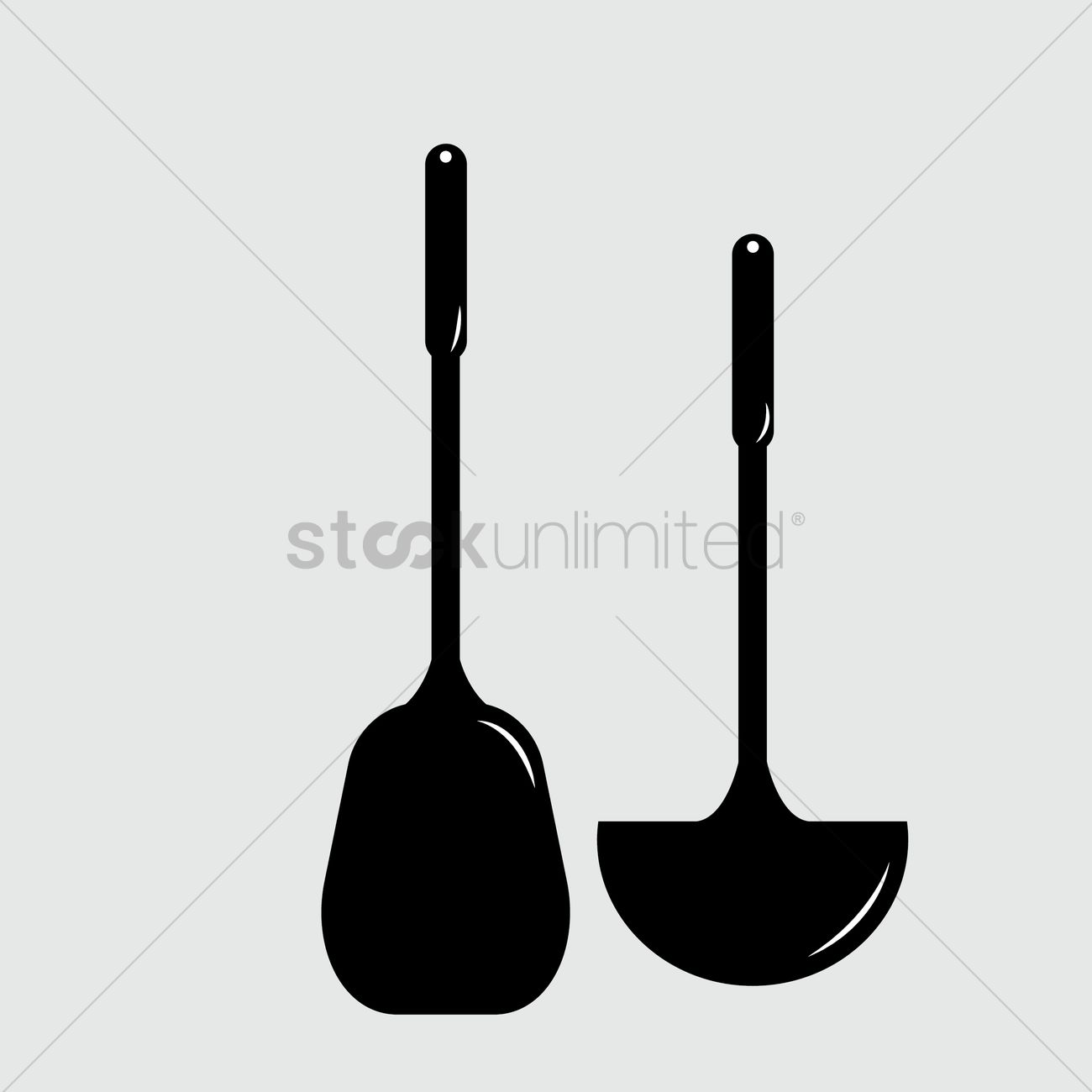 Silhouette Of Spatula And Ladle Vector Image 1300x1300 Silhouette Of Spatula And Ladle Vector Image